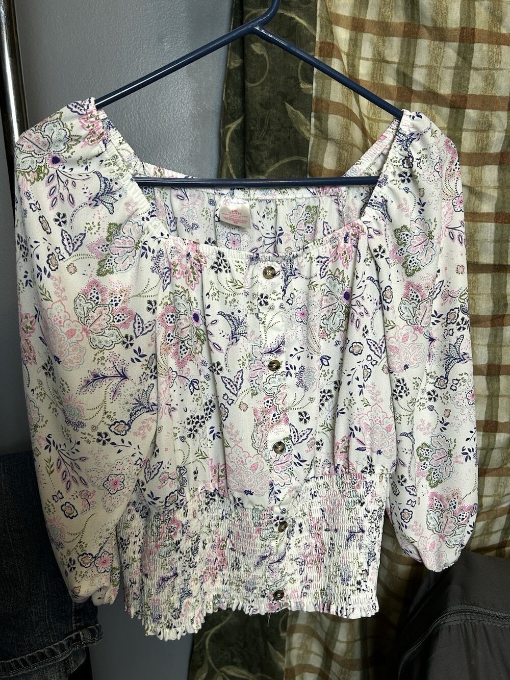 No Boundaries Floral Top Balloon 3/4 Sleeve Sleeve Smock Waist Perfect Condition